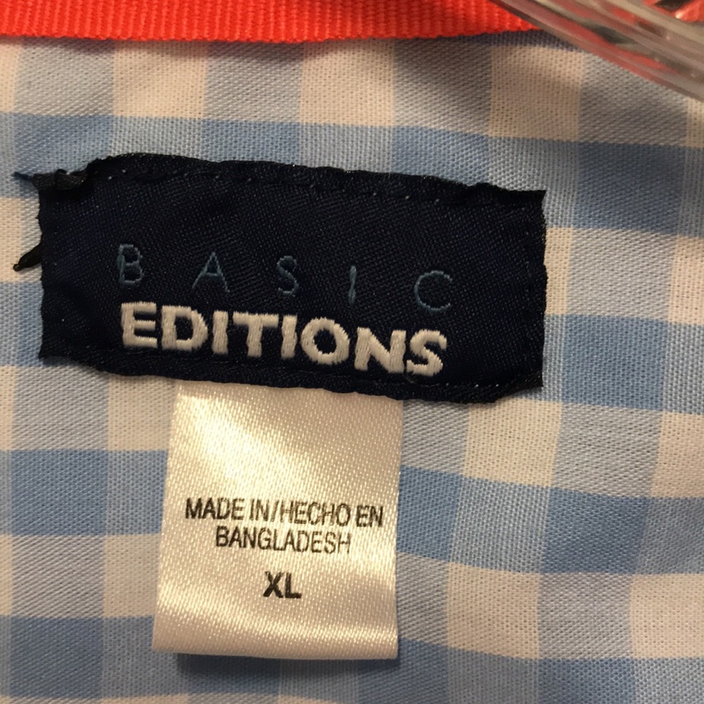 Vintage Plaid 1950 vibe button down top button down blue checkered Cotton XL - Picture 7 of 10